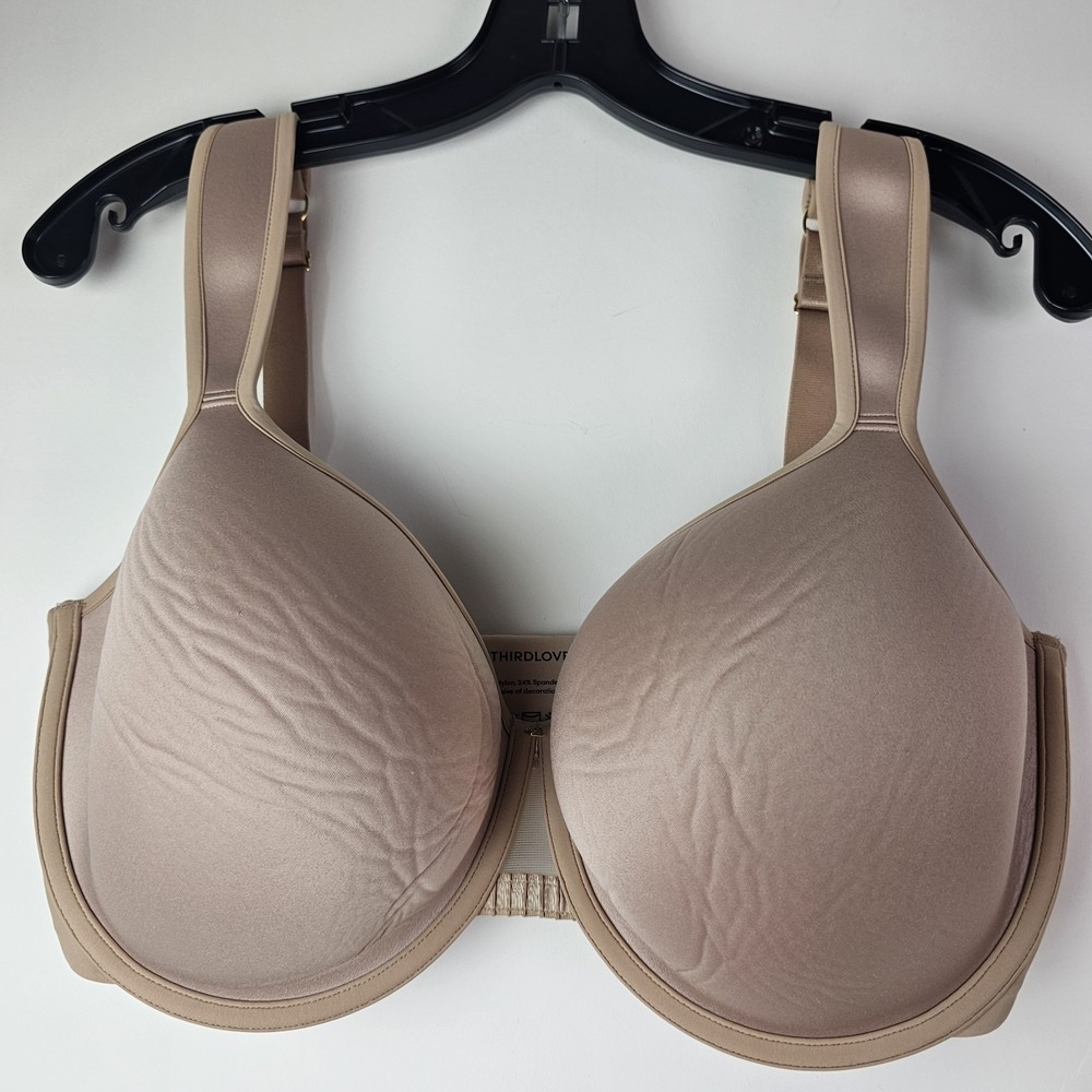 Thirdlove Women's 38G Bra 24/7 Memory Foam Full Coverage Wide Strap Beige